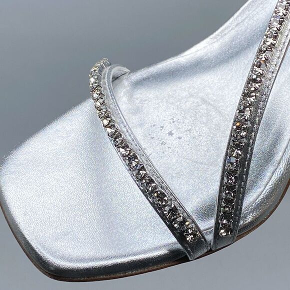Stuart Weitzman Embellished Metallic Leather Sandals size 7 - Picture 7 of 12